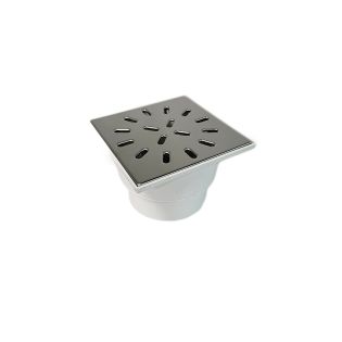 Image 6 Душовий трап 15х15 см, вертикальний вихід DN110, сухий затвор, з решіткою із нержавіючої сталі