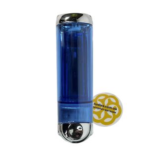 Image 14 Дозатор для мила 250 мл, настінний, на планці, синій кнопка хром