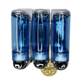 Image 13 Дозатор для мила потрійний 3х250 мл, настінний, синій хром