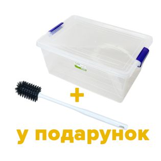 Image 0 Пищевой контейнер 22Л ELITE с крышкой прямоугольный, пластик, прозрачный+щетка в ПОДАРОК