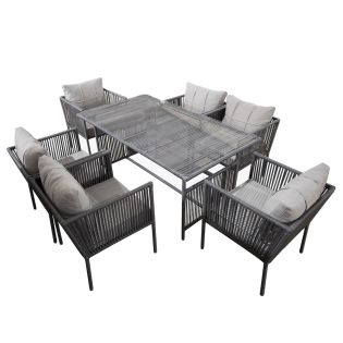 Image 34 Комплект садових меблів OSCAR 6 штучний ротанг, стіл+6 стільців, антрацит