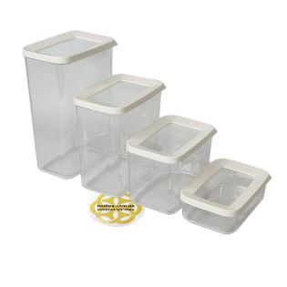 Image 1 Set of food containers 4 pcs HOBI BOX, plastic, transparent with white lid 