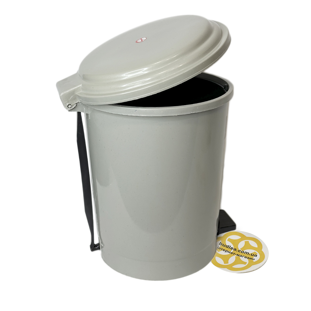 Мусорное ведро с педалью 30 Л, пластик, круглое, серый Afacan Plastik ...