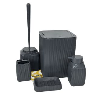 Image 3 Набор аксессуаров для ванной комнаты STRIPED 5в1, квадратный, антрацит