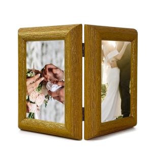 Image 13 Рамка для фото подвійна книжечка 90х130х2 мм, дерево, золото