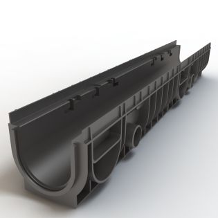 Image 44 Drainage channel STANDART 153x129x1000 mm, plastic, black