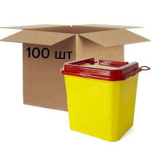 Image 2 Контейнери для медичних відходів 2 л, первинний пластик, жовтий, упаковка 100 шт