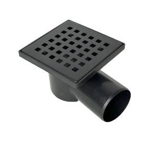 Image 60 Трап для душа 10х10 см горизонтальный, решетка квадрат из нержавеющей стали, черный