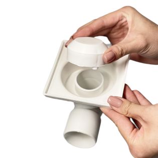 Image 8 Душовий трап 10х10 см, горизонтальний вихід DN50, гідрозатвор, пластикова решітка