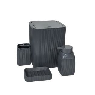 Image 9 Набір аксесуарів для ванної кімнати STRIPED 4в1, квадратний, антрацит