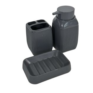 Image 10 Набір аксесуарів для ванної кімнати STRIPED 3в1, квадратний, антрацит