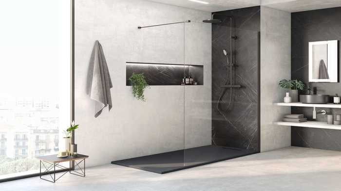 Душова кабіна без піддону з трапом для душу