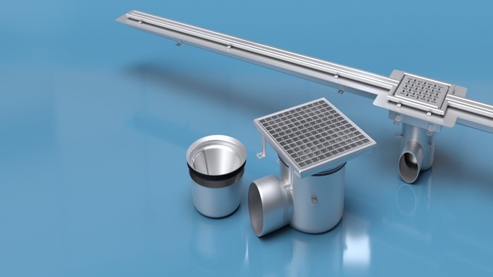 Двухкорпусный трап с горизонтальным выходом 50 мм 