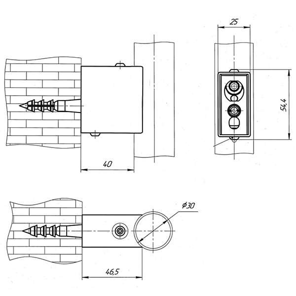 Схема - Модуль прихованого ел.підключення (для круглої стійки Ø 30)