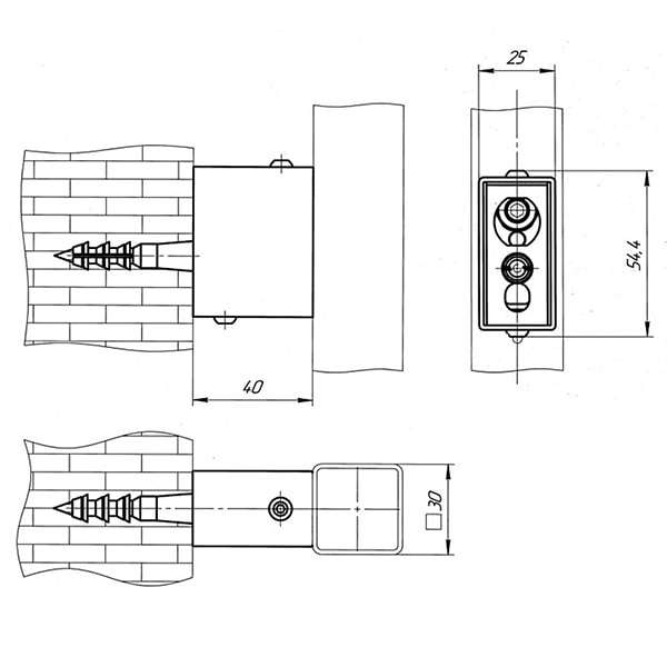 Схема - Модуль прихованого ел.підключення (для профільної стійки) 