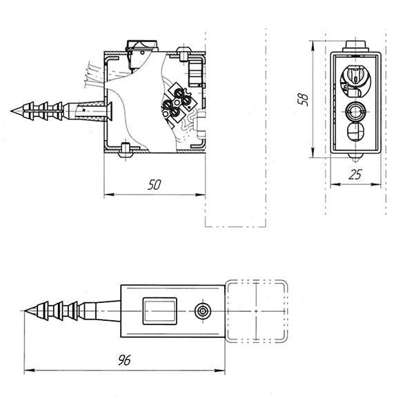 Схема - Модуль прихованого ел.підключення вимикачем (для профільної стійки) 
