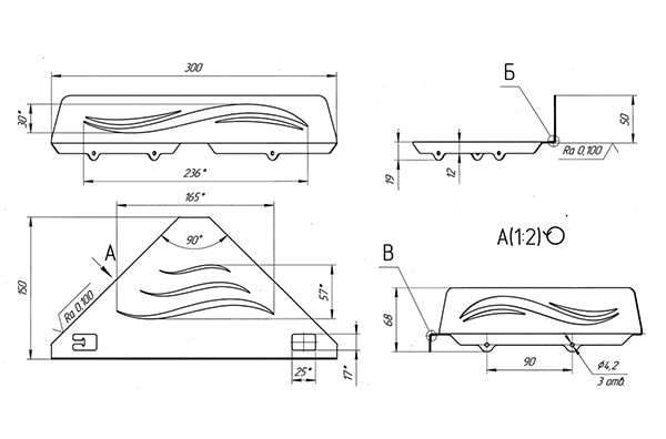 Схема - Полка в ванную Laris Wave L угловая