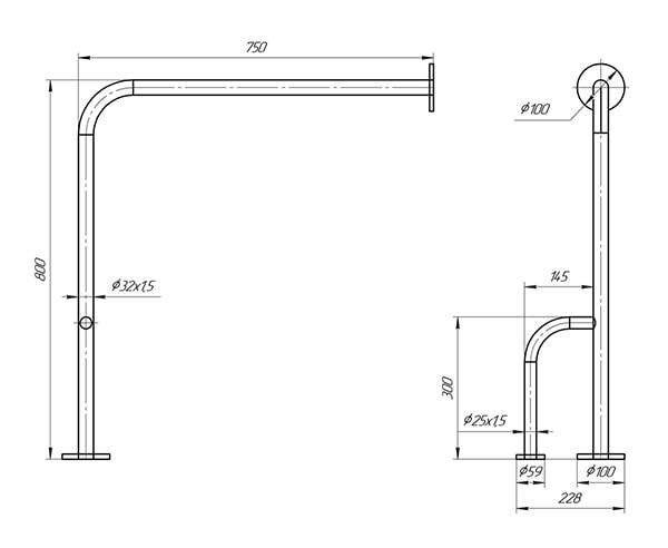 Схема - Поручень Laris напольный с упором (левый)