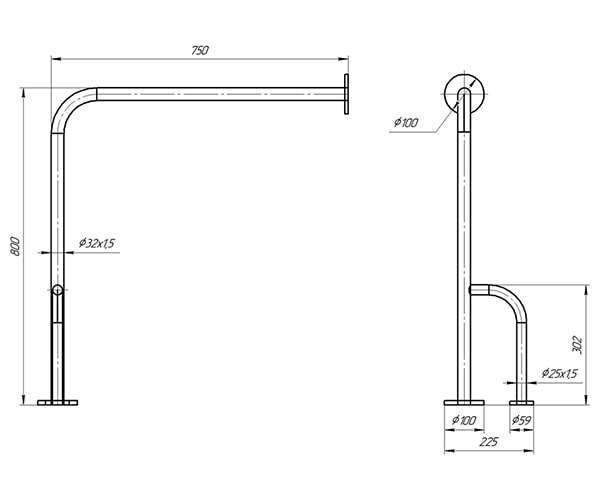 Схема - Поручень Laris напольный с упором (правый)