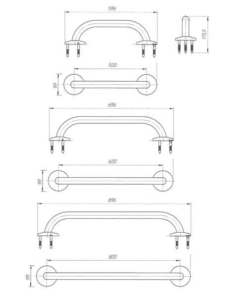 Схема - Поручень Laris пристенный 500 мм