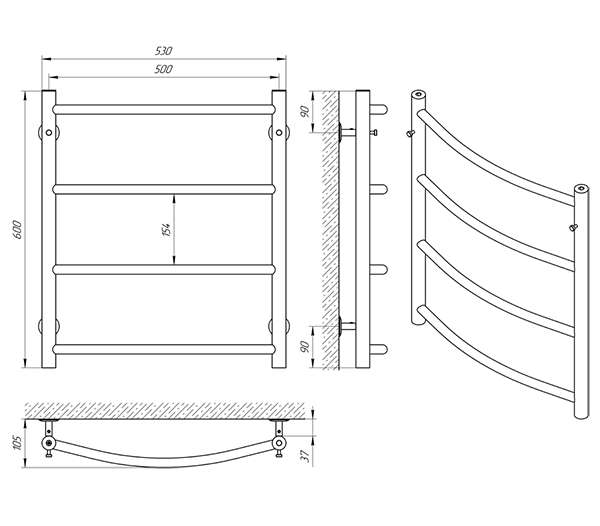 Схема - Рушникосушарка Laris Флеш П4 500 х 600
