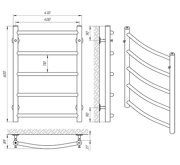 Схема - Рушникосушарка Laris Флеш П5 400 х 600